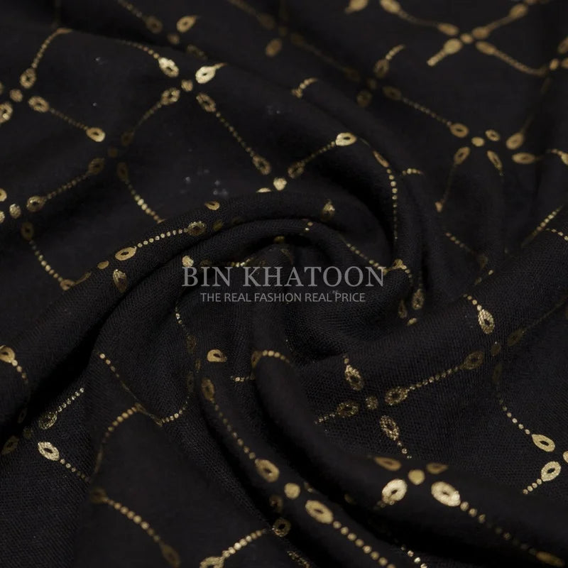 Golden Chack Lawn Black Hijab