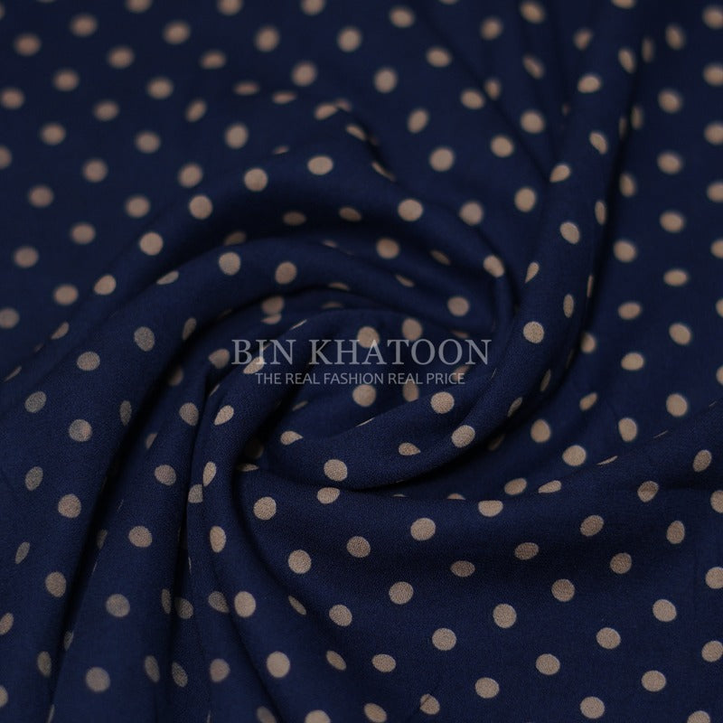 Printed Georgette - Blue / Fawn