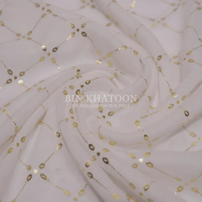 Golden Chack Lawn White Hijab