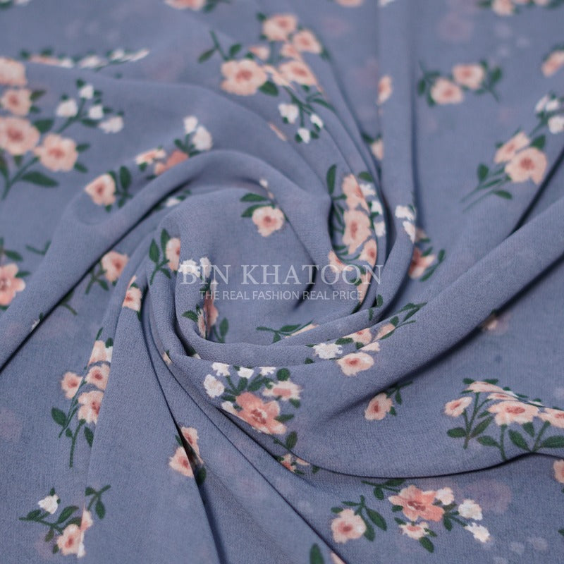 Printed Georgette - Sky Blue