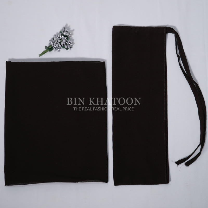 Georgette Hijab and Niqab Set Dark Brown