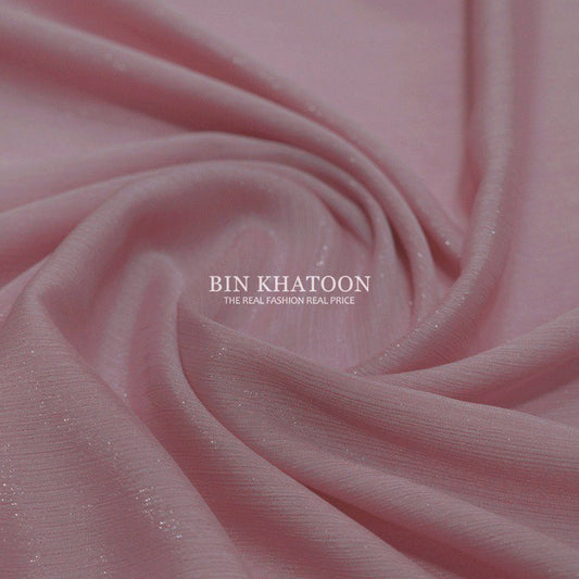 Crinkle Zari Chiffon Dusty Pink