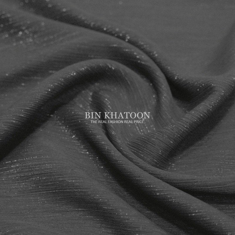 Crinkle Zari Chiffon Gray