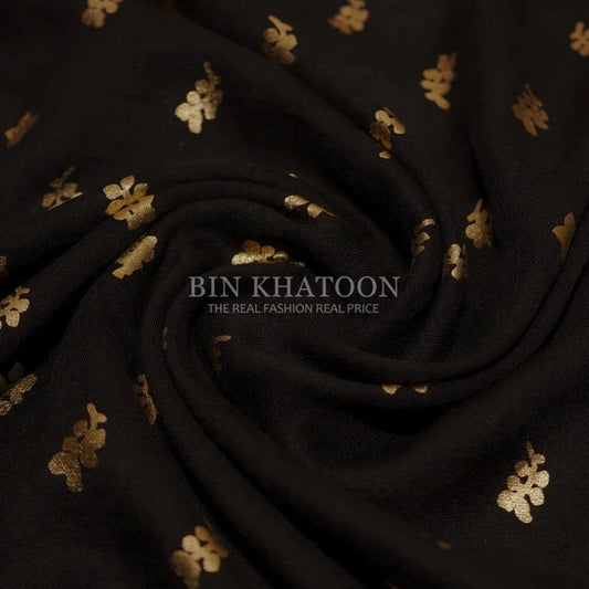 Golden Leaf Lawn Black Hijab