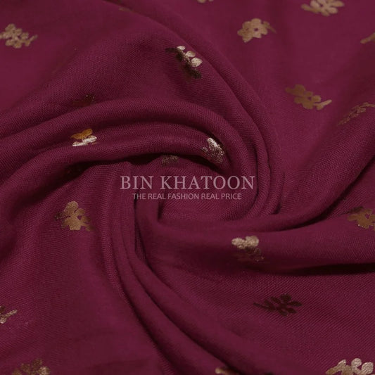 Golden Leaf Lawn Dark Pink Hijab