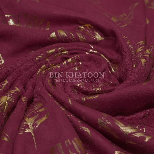 Golden Big Leaf Lawn Watermelon Hijab