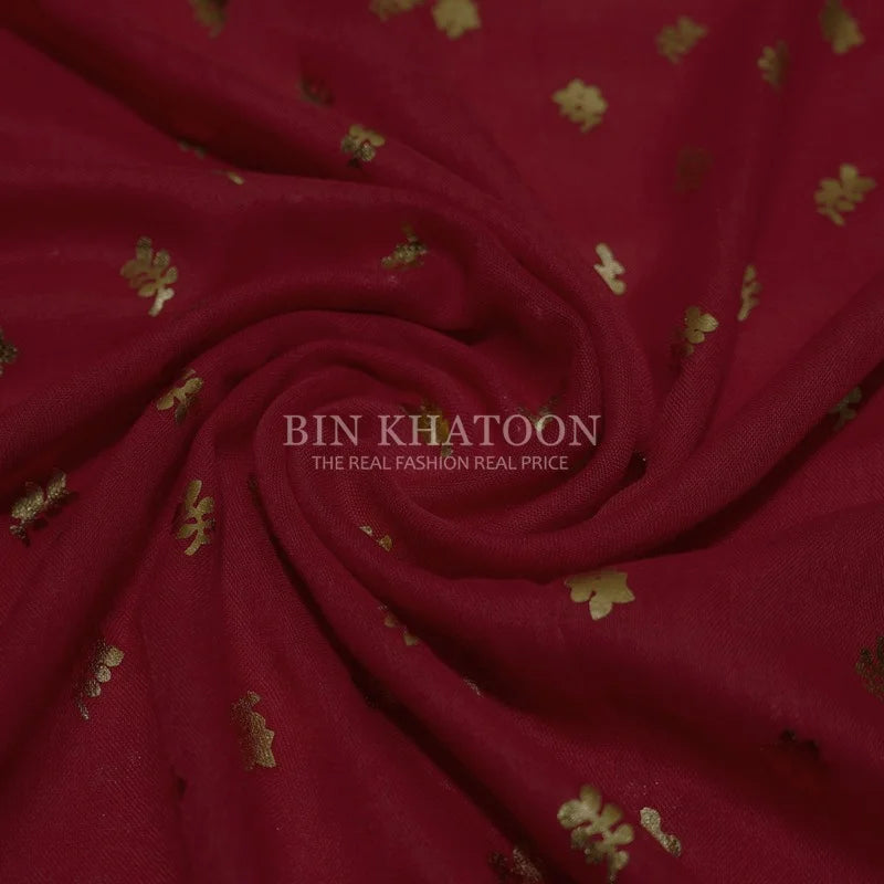 Golden Leaf Lawn Red Hijab