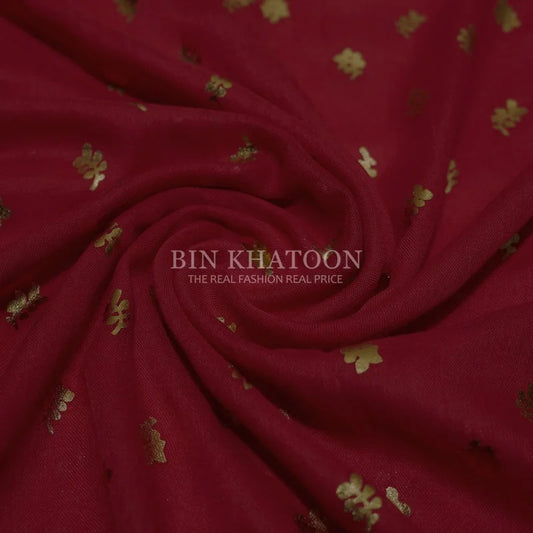 Golden Leaf Lawn Red Hijab