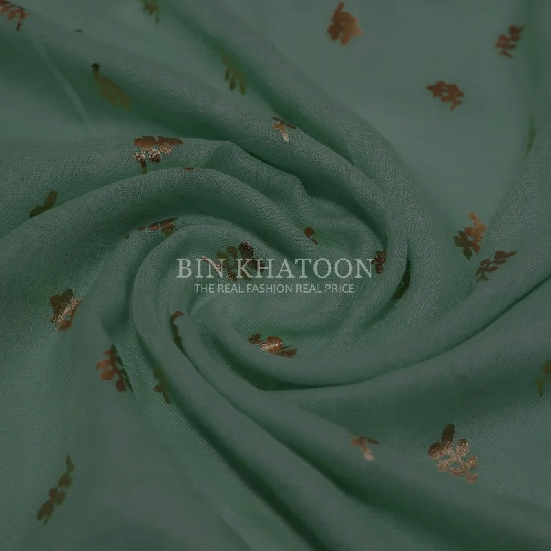 Golden Leaf Lawn Spring Green Hijab