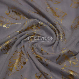 Golden Big Leaf Lawn Hijab