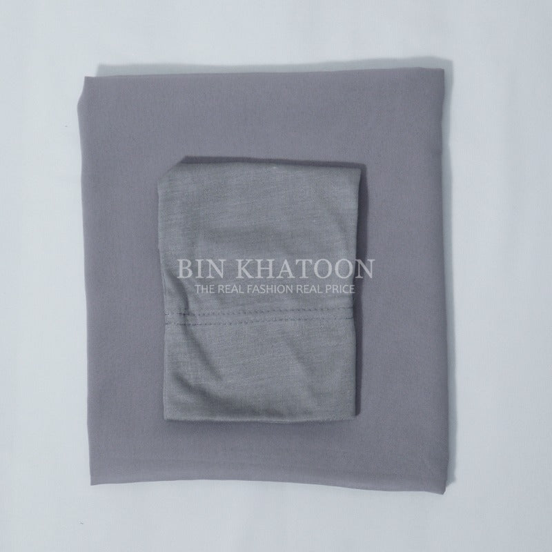 Matching Hijab & Cap - Light Gray