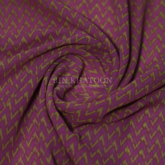 Printed Georgette - Pink / Green