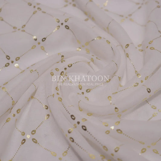 Golden Chack Lawn White Hijab